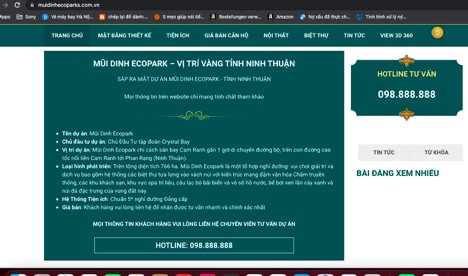 F.I.T và Crystal Bay quảng cáo rao bán dự án trên trang web.