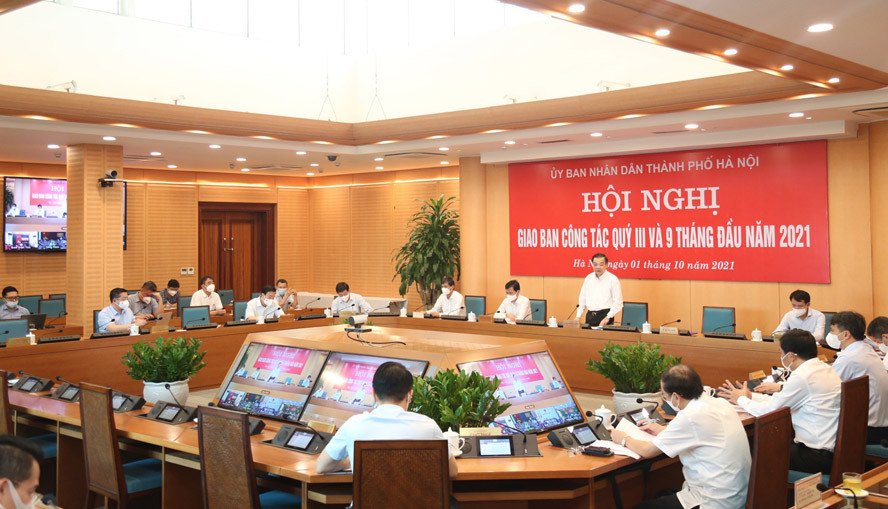 Toàn cảnh cuộc họp giao ban công tác quý III và 9 tháng đầu năm 2021.