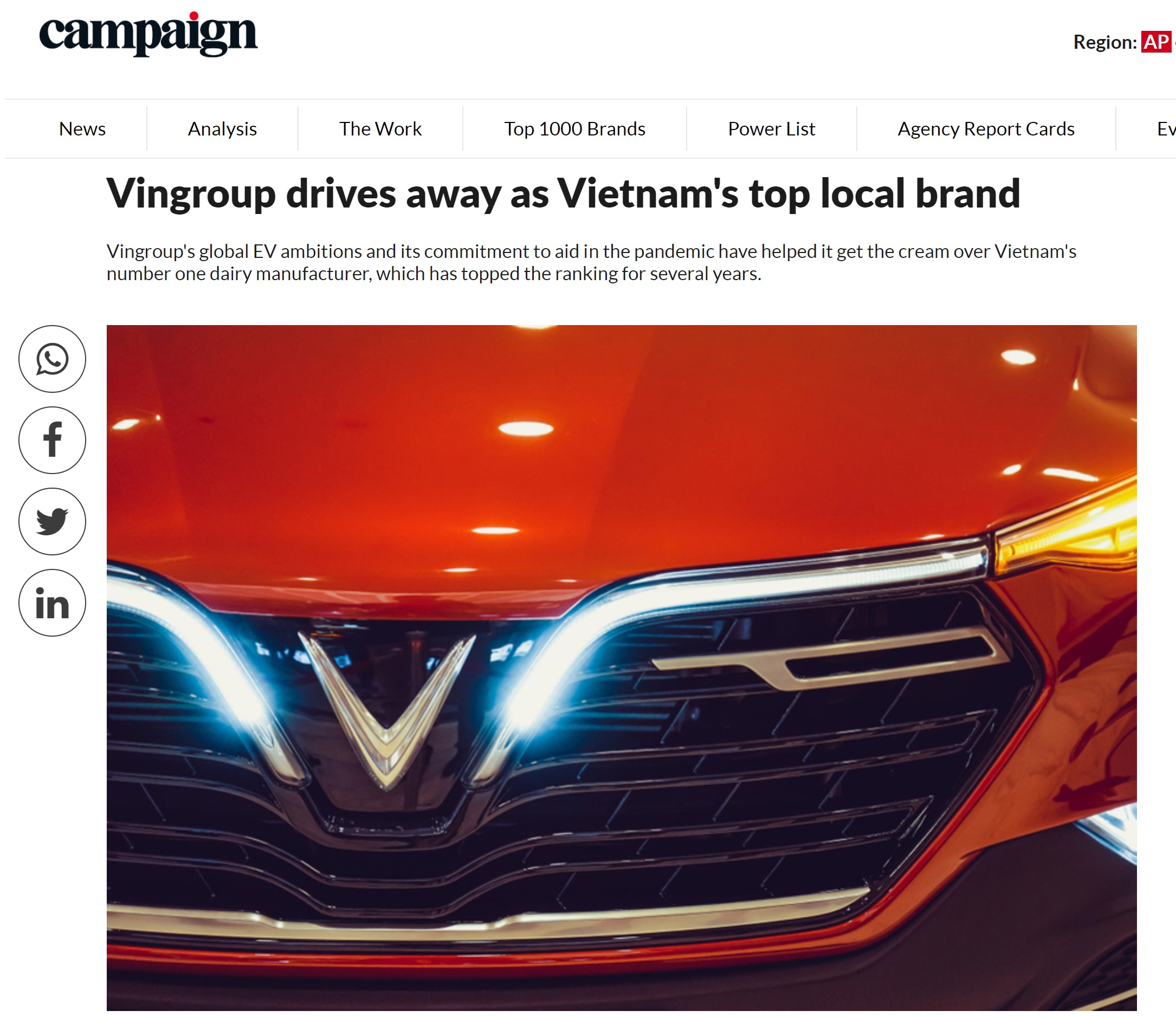 Theo dữ liệu từ dịch vụ đánh giá kết quả tìm kiếm Google Trends, lượng quan tâm về VinFast đã tăng vọt vào ngày 24/3/2021, khi hãng xe này mở bán mẫu xe điện đầu tiên tại Việt Nam.