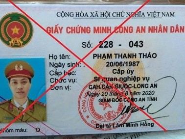 Chứng minh Công an nhân dân không do cơ quan có thẩm quyền cấp của Phạm Thanh Thảo.