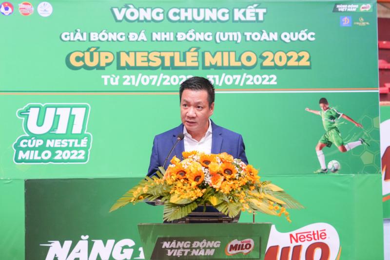 Ông Hoàng Đạo Hiệp, Giám đốc Truyền thông và Dịch vụ Tiếp thị tại Công ty Nestlé Việt Nam phát biểu tại lễ bế mạc