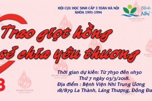 LỄ HỘI HIẾN MÁU “TRAO GIỌT HỒNG, SẺ CHIA YÊU THƯƠNG" THỨ 7 NGÀY 3/3/2018 TẠI BỆNH VIỆN NHI TRUNG ƯƠNG