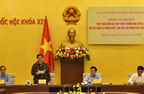 Đoàn giám sát của UBTVQH làm việc với Chính phủ việc thực hiện các FTA