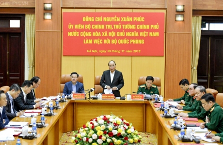 Thủ tướng Nguyễn Xuân Phúc làm việc với Bộ Quốc phòng