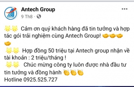 Hợp đồng soạn sẵn của Công ty Cổ phần đầu tư Antech Group tiềm ẩn nhiều rủi ro cho nhà đầu tư