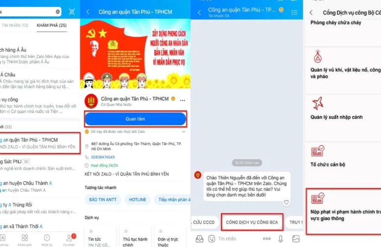 Cách nộp phạt vi phạm giao thông qua Zalo