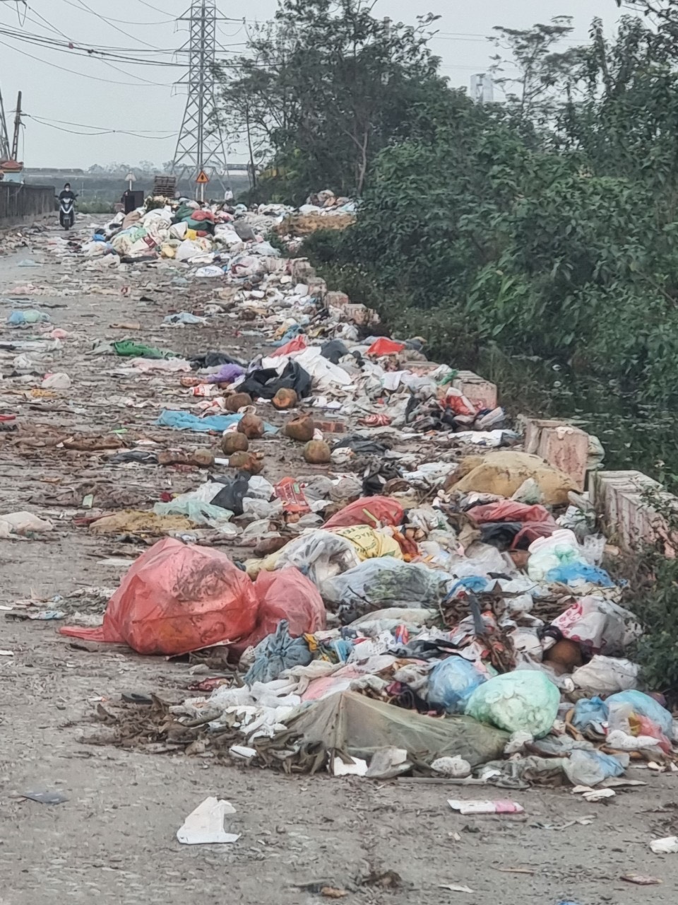 rác thải dọc ven đường gây ô nhiễm môi trường