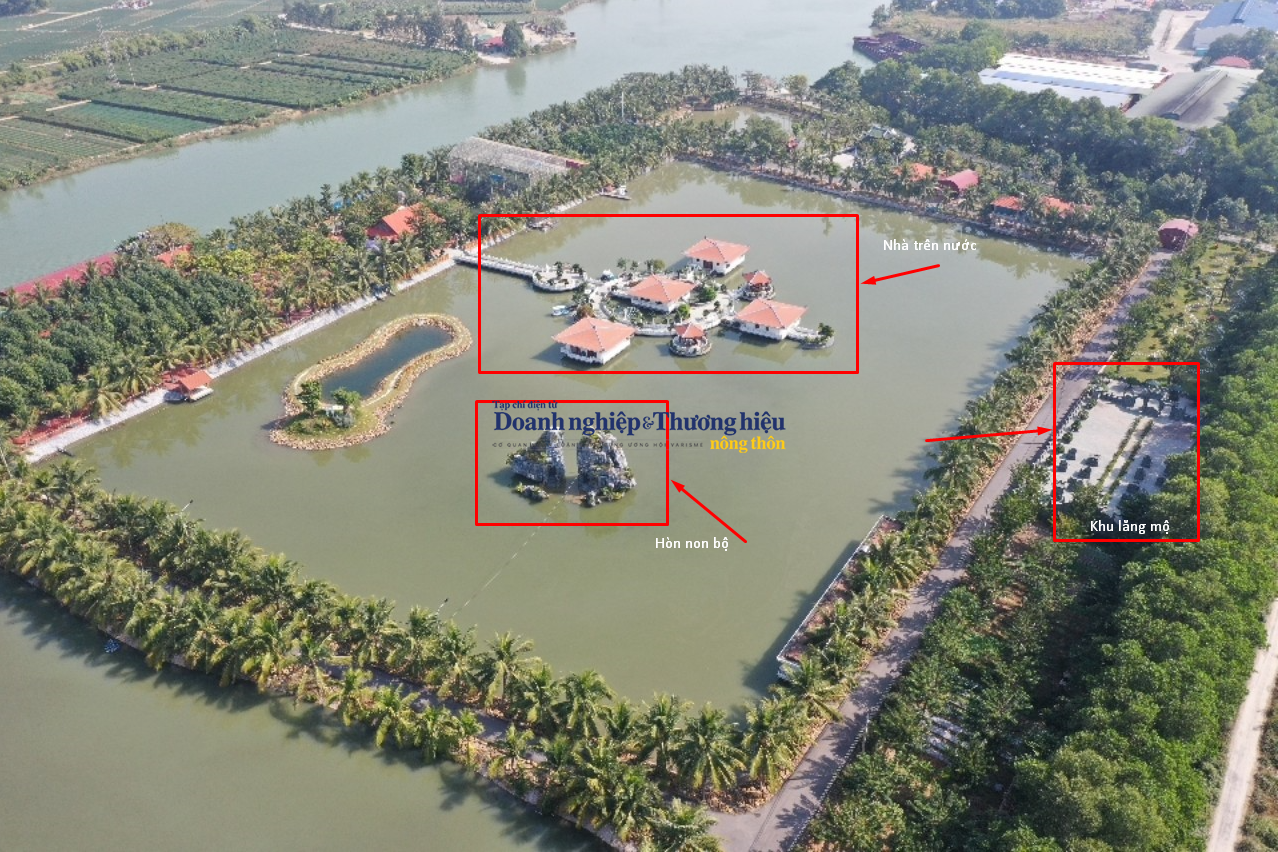 Hòn non bộ, khu lăng mộ, nhà trên nước ---