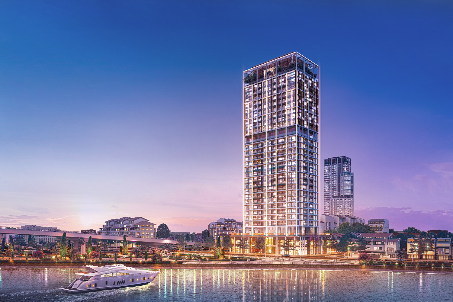 Sun Cosmo Residence Da Nang sở hữu vị trí đắc địa sát sông Hàn. Ảnh phối cảnh minh họa